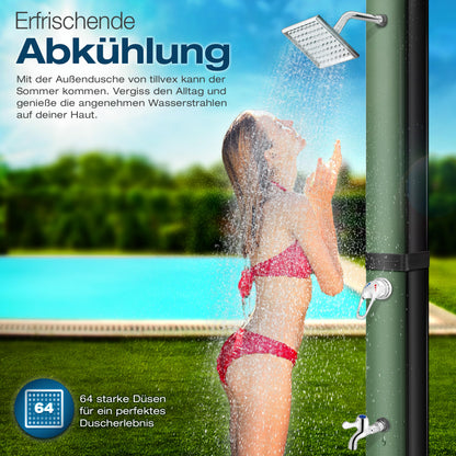 tillvex Solardusche 40 Liter mit Abdeckung und Einhebelmischbatterie