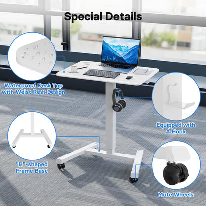 BONTEC Stehpult 65x45cm Höhenverstellbar mit Rollen - Weiss