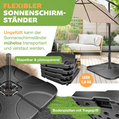 KESSER Sonnenschirmständer 4-teilig für Ampelschirm, befüllbar