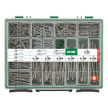 SPAX Sortimentskoffer gross, Schrauben-Set WIROX 384 Schrauben, 3 Bits