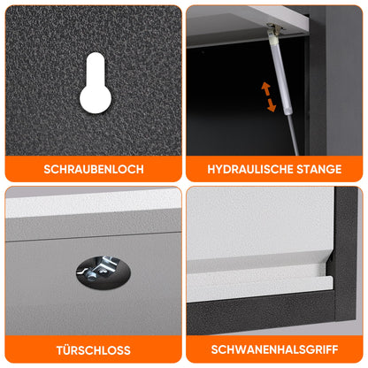 SUPEER Hängeschrank Werkzeugschrank Metall Klapptür - 35x66x30 cm