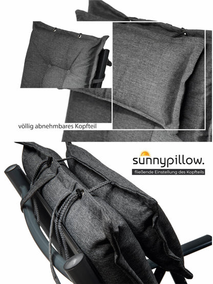 sunnypillow Gartenstuhlauflagen Hochlehner, 6er-Set, Anthrazit