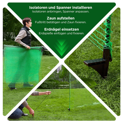 Signstek Mobiler Begrenzungszaun, Steckzaun 25 m, 120 cm, grün