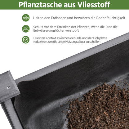 Yaheetech Hochbeet Pflanzkasten aus Holz, grau, 120,5 × 59 × 76 cm