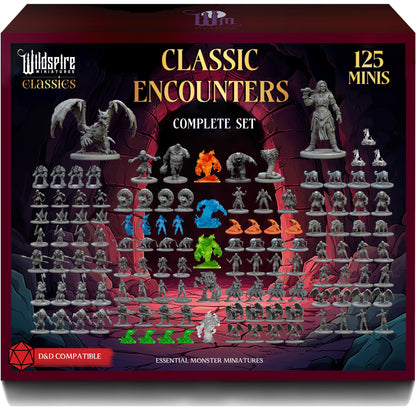 Wildspire Classic Creatures Miniaturen-Set mit 120 unbemalten D&D Figuren im 28-mm-Massstab