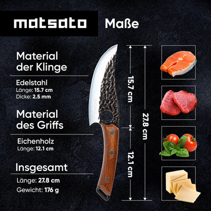 Matsato Küchenmesser mit Lederscheide, japanischer Stahl, 15 cm
