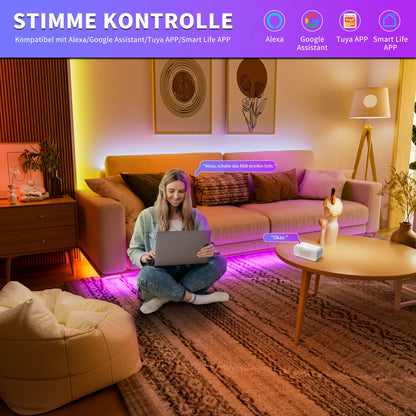 OULARA RGB COB LED Streifen 6m WLAN dimmbar DC24V für Smart Home