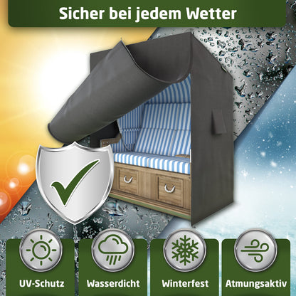 WALDNER Strandkorb Schutzhülle Oxford 600D, 120 x 90 x 160 cm, grau
