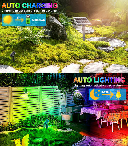 MEIKEE Solarstrahler RGB + Weiss, Gartenleuchte 4 Stück, IP66