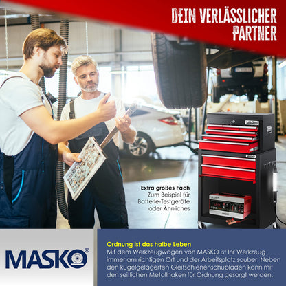 MASKO Werkstattwagen mit Koffer, abschliessbar - Schwarz/Rot