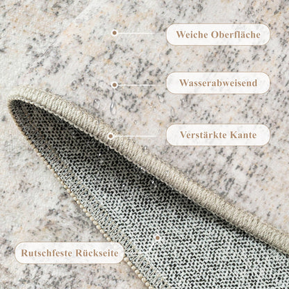 HUGEAR Teppich Wohnzimmer 240 x 300 cm, Beige Grau, waschbar, Kurzflor