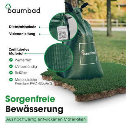 baumbad Bewässerungsbeutel 75 Liter 5er-Set, UV-beständig, Grün