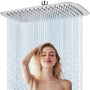 HardiValue Regendusche Duschkopf Edelstahl mit Anti-Kalk-Düsen, Chrom: rechteckige Regenbrause 35 x 22 cm