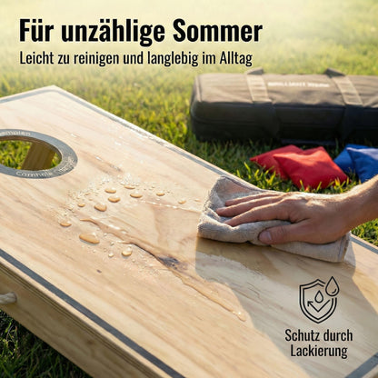 Briliantwerk Cornhole Spiel – 11-teiliges Echtholz Wurfspiel Set