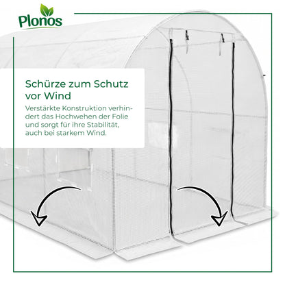 Plonos Gewächshaus Folientunnel 2 x 3,5 m, Stahlrahmen, 7 m²