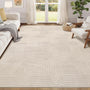 Enyhom Wohnzimmer Kurzflor Teppich waschbar 160x230cm - Beige. Beiger Kurzflor als waschbarer Bodenbelag für Wohnzimmer.