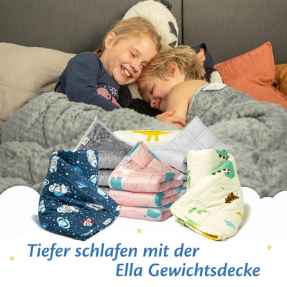 Ella Gewichtsdecke Kinder 3,2 kg 100x150 cm, Therapiedecke Grau Minky