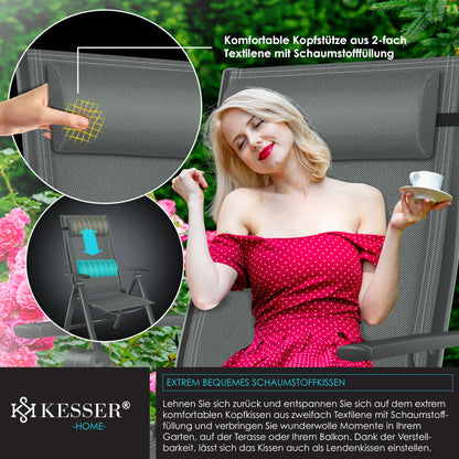KESSER® 2er Set Gartenstuhl Hochlehner Klappstuhl Alu Anthrazit