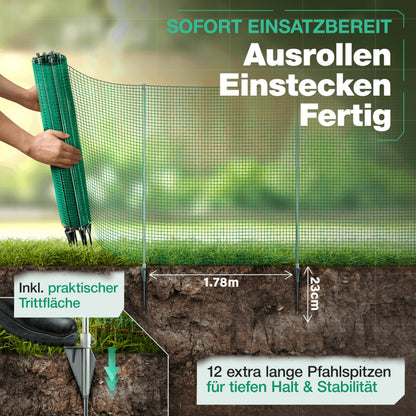 Smabix Mobiler Steckzaun 20m x 90cm, Komplett-Set für Kleintiere