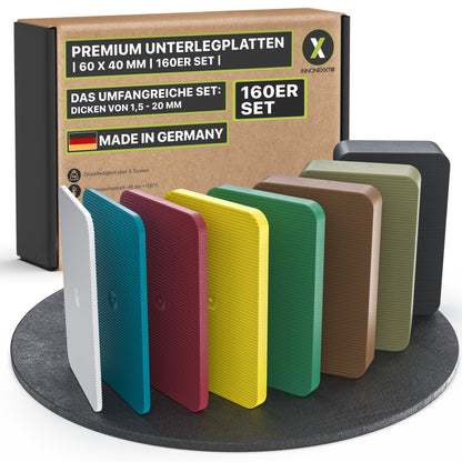 INNONEXXT Unterlegplatten Set 60 x 40 mm, 160 Abstandshalter aus Kunststoff mit gezahnter Oberfläche