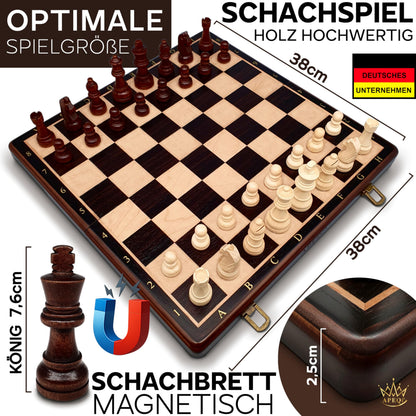APEQi® Premium Schachspiel Holz magnetisch - 38x38cm