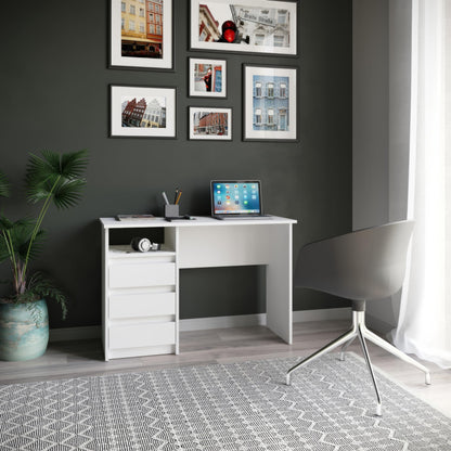 KOMTO Oslo Schreibtisch mit Schubladen - Weiss 110x50 cm