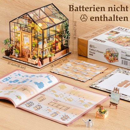 Rolife Miniatur Haus Cathys Blumenhaus DG104, 3D Holzpuzzle mit LED