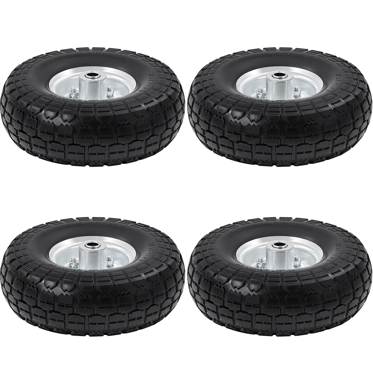 Yaheetech Sackkarrenrad 4er Set PU Vollreifen Ø 255 mm pannensicher mit Metallfelge und Kugellager