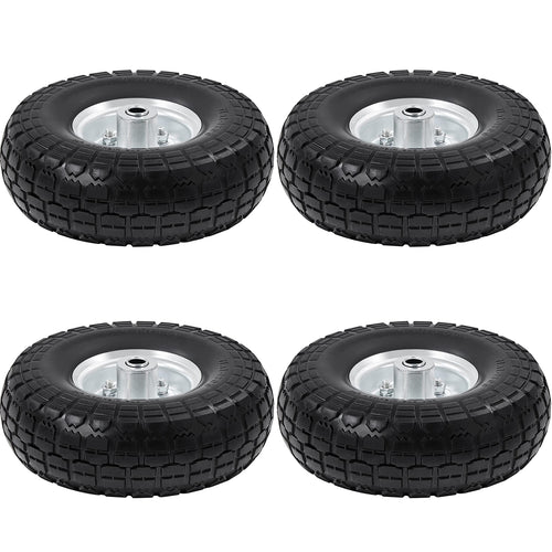 Yaheetech Sackkarrenrad 4er Set PU Vollreifen Ø 255 mm pannensicher mit Metallfelge und Kugellager
