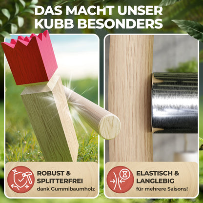 Liebholz Kubb Wikinger Wurfspiel aus FSC Gummibaumholz, Grösse L