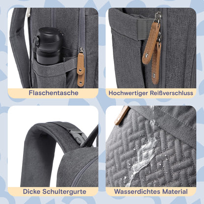 RUVALINO Wickelrucksack Wickeltasche mit Wickelauflage, Dunkelgrau