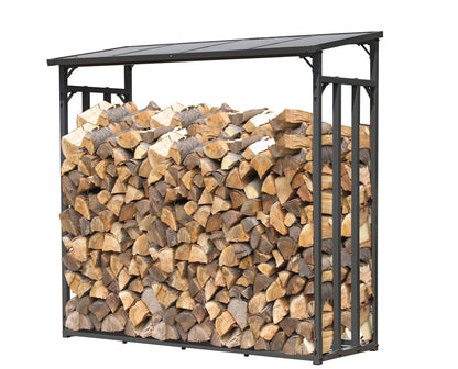 QUICK STAR Metall Kaminholzregal Anthrazit XXL 185x185cm Garten. Quadratisches Anthrazit-Metallgestell zur wettergeschützten Lagerung von Brennholz im Außenbereich.