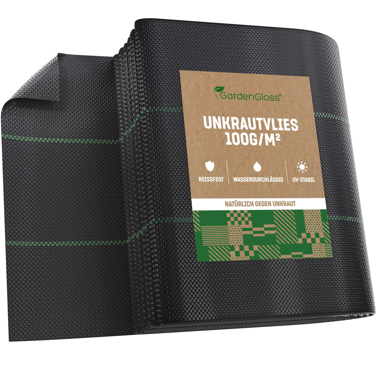 GardenGloss Unkrautvlies 100g/m², 30m², wasserdurchlässig, UV-stabil – Bändchengewebe für Beet und Terrassenbau