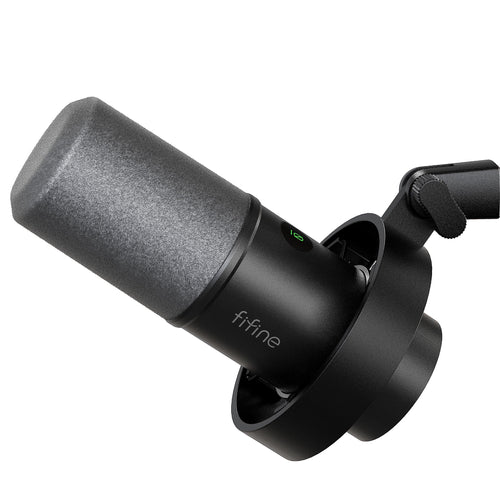 FIFINE Dynamisches Studio Mikrofon – XLR & USB, schwarz, zylindrisch. Zur professionellen Audioaufnahme im Studio.