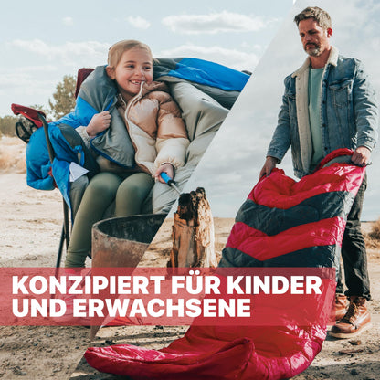 MalloMe Schlafsack für Erwachsene und Kinder, 3–4 Jahreszeiten, rot