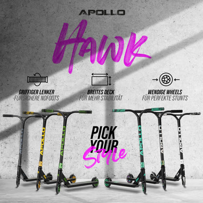 Apollo Stuntscooter Hawk – Freestyle-Kickscooter Trick-Roller