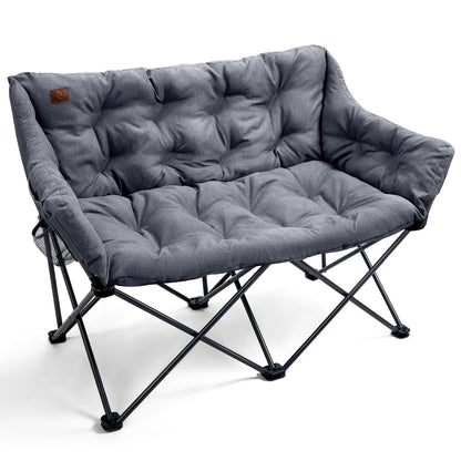 EVER ADVANCED Faltbares Campingsofa 2-Sitzer XXL - Grau. Großes, graues Klappsofa für 2 Personen zum Sitzen im Außenbereich.