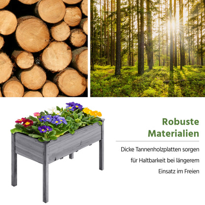 Yaheetech Hochbeet Pflanzkasten aus Holz, grau, 120,5 × 59 × 76 cm
