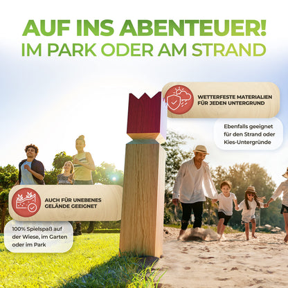 Liebholz Kubb Wikinger Wurfspiel aus FSC Gummibaumholz, Grösse L