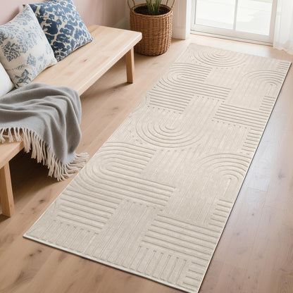 Enyhom Teppichläufer 80x300 cm, waschbar und rutschfest, beige