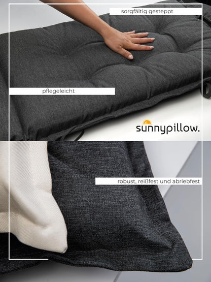 sunnypillow Gartenstuhlauflagen Hochlehner, 6er-Set, Anthrazit