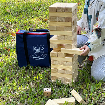 JacJoe All Pro Jumbo Holz-Stapelspiel mit Würfeln und Tragetasche