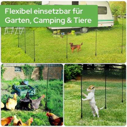 Arebos Mobiler Begrenzungszaun 20 m, Absperrnetz 90 cm mit 12 Pfosten