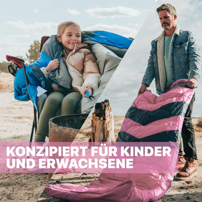 MalloMe Campingschlafsack für Erwachsene und Kinder, pink
