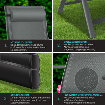 KESSER Gartenstuhl Hochlehner Aluminium Klappstuhl – 6er Set Anthrazit