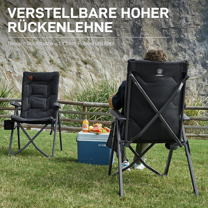 EVER ADVANCED Campingstuhl – Verstellbar, gepolstert, hohe Lehne
