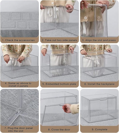 GUDEMAY Aufbewahrungsbox transparent mit Magnetverschluss, 3er Set