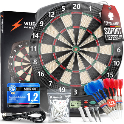 BULL CRAFT Elektronische Dartscheibe – Softdartboard Komplettset, inklusive Dartpfeilen