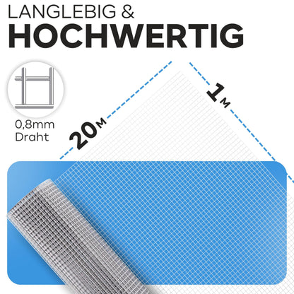 KrapTrap Volierendraht Drahtgitter verzinkt - 20m x 1m, 12x12mm