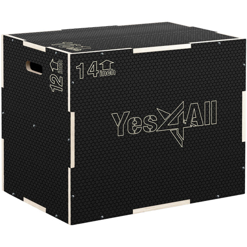 Yes4All CFL8 3in1 Plyo Box aus Holz – 40.6x35.5x30.4 cm: Holz-Plyo Box. Ideal für plyometrisches Training in 3 Höhen.